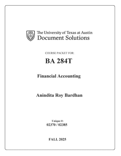 Bardhan BA284T Financial Accounting FALL2025 Digital Packet