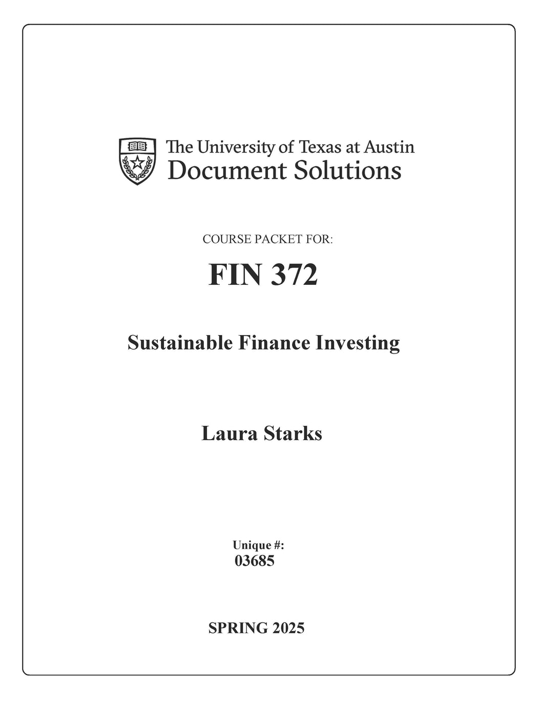 Starks FIN372 Sustainable Finance Investing SPR2025 Digital Packet