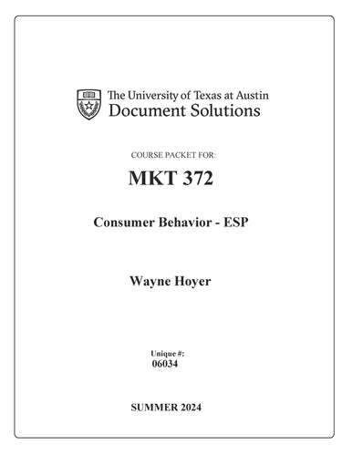 Hoyer MKT372 Consumer Behavior-ESP SUM2024 Digital File