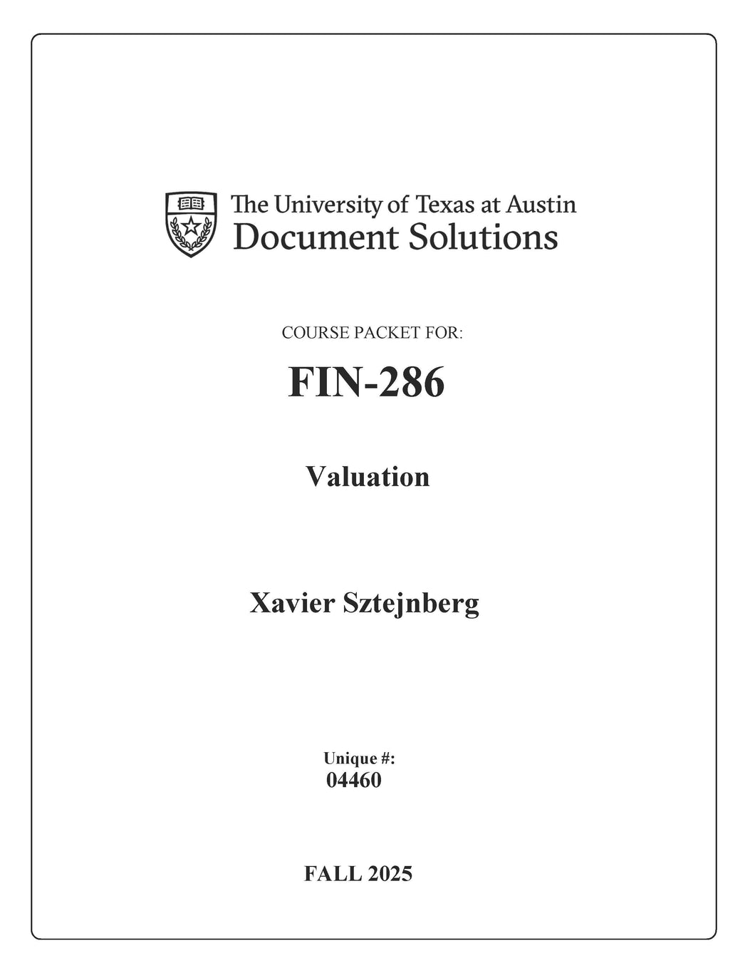 Sztejnberg FIN-286 Valuation FALL2025_Digital Packet