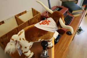 11" Longhorn Plush Animal with White UT Interlocking Logo Bandana
