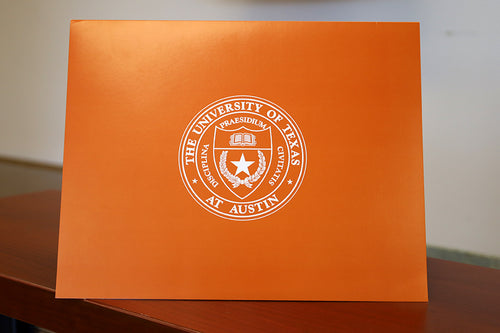 Burnt Orange Certificate Holder with UT Seal