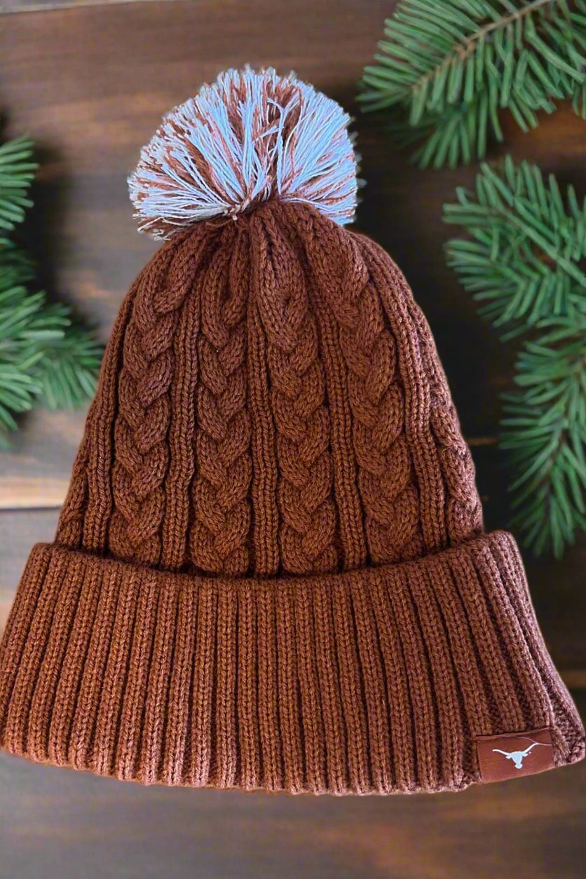 Burnt Orange Pom Pom Beanie – UT Document Solutions