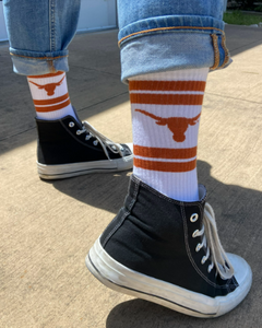 Longhorn Orange and White Baseball Socks