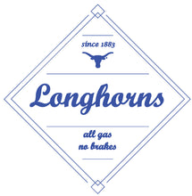 Load image into Gallery viewer, Denim Blue T-Shirt with Longhorns All Gas No Brakes Logo