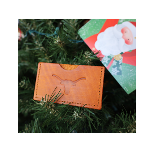 Leather Business card holder with Longhorn Silhouette deboss
