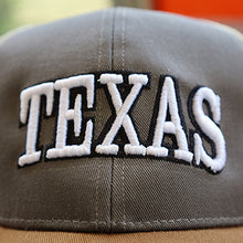Load image into Gallery viewer, Trucker Cap Brown and Denim with Off White TEXAS Logo