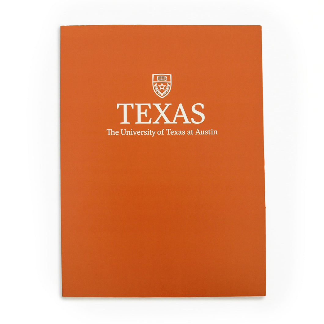 Burnt orange semi-gloss folder, The University of Texas at Austin