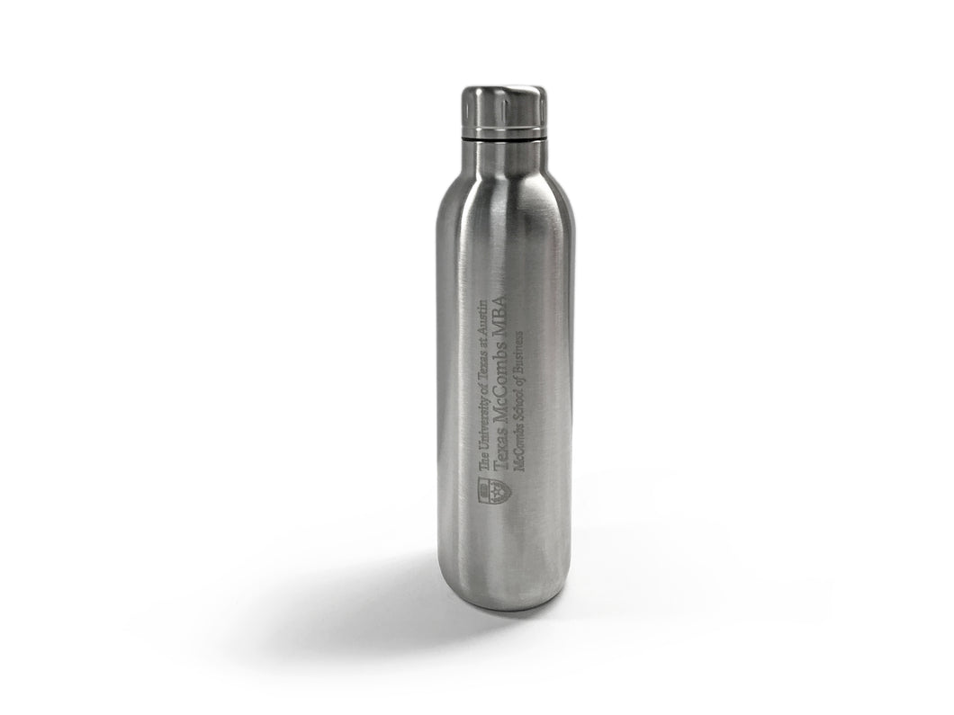 17 oz. Silver Water Bottle engraved with McCombs MBA logo
